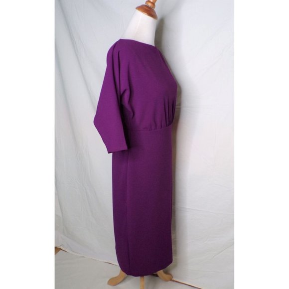 ALEXIA ADMOR Paris Dolman 3/4 Sleeve Sheath Dress Plum Medium NEW - Picture 8 of 9